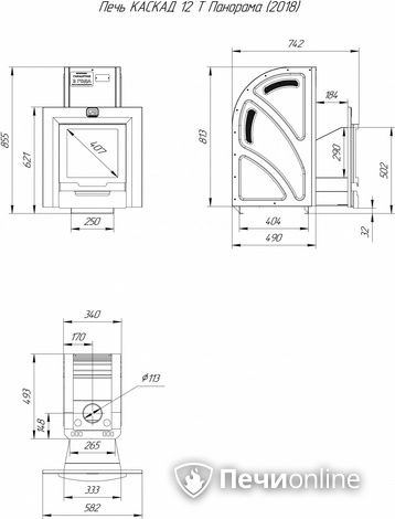 Дровяная банная печь Теплодар Каскад-12 Т Панорама (2018) в Краснодаре