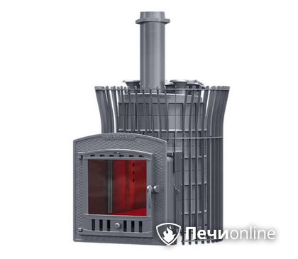 Банная дровяная печь Гефест AVANGARD ЗК 30 (П2) Ураган в сетке Тюльпан в Краснодаре