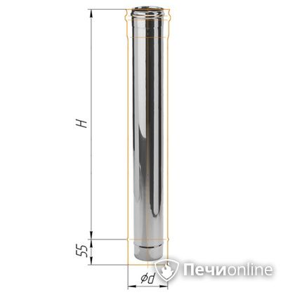 Дымоход Феррум Дымоход нержавейка 08 d-115 L=1м в Краснодаре